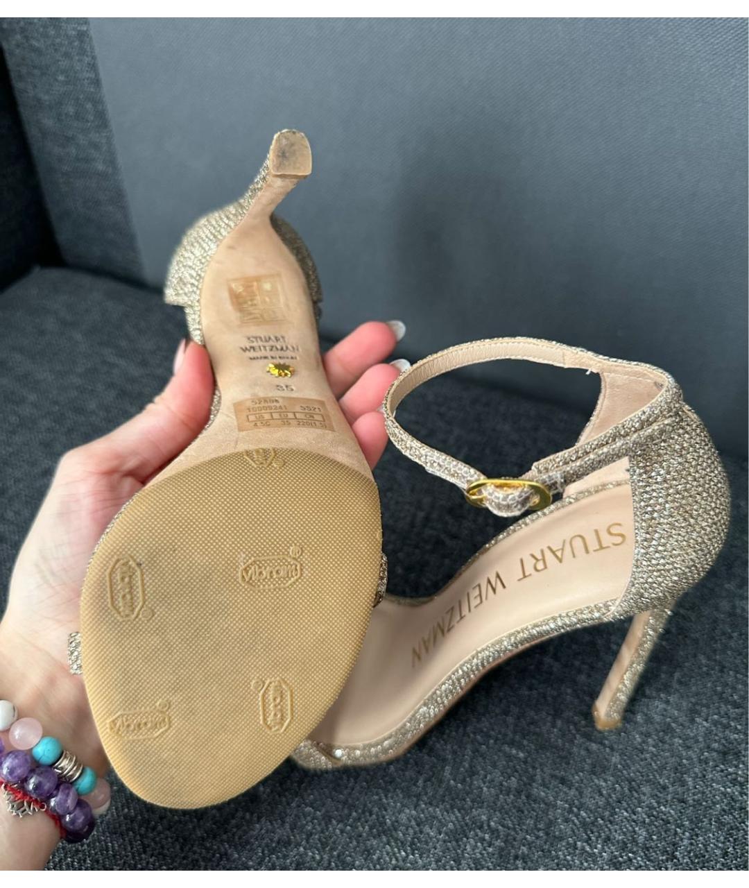 STUART WEITZMAN Золотые босоножки, фото 4