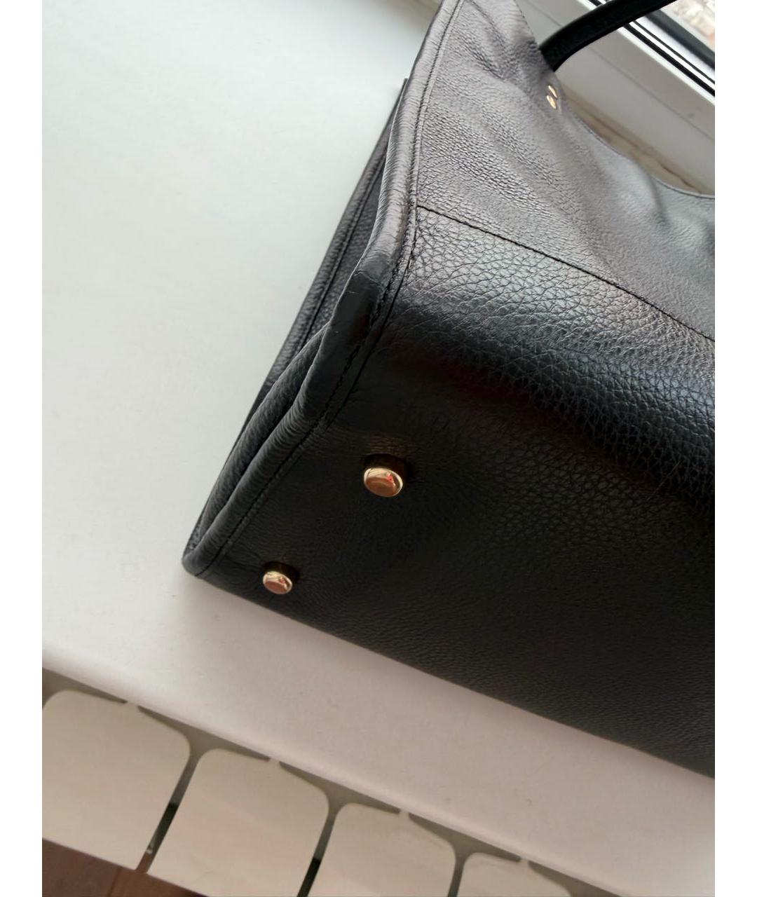 COACH Черная кожаная сумка тоут, фото 5