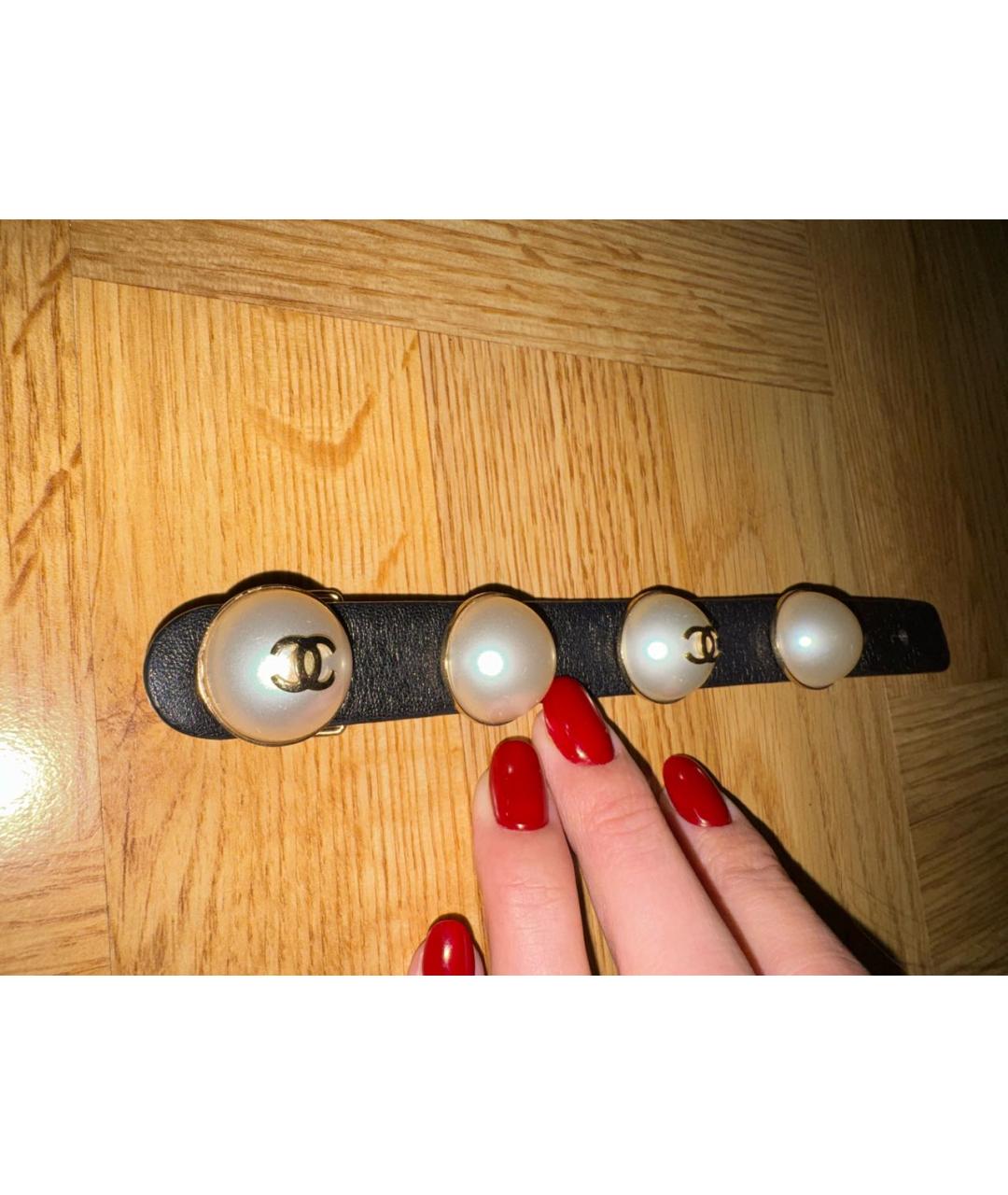 CHANEL Черный кожаный браслет, фото 5