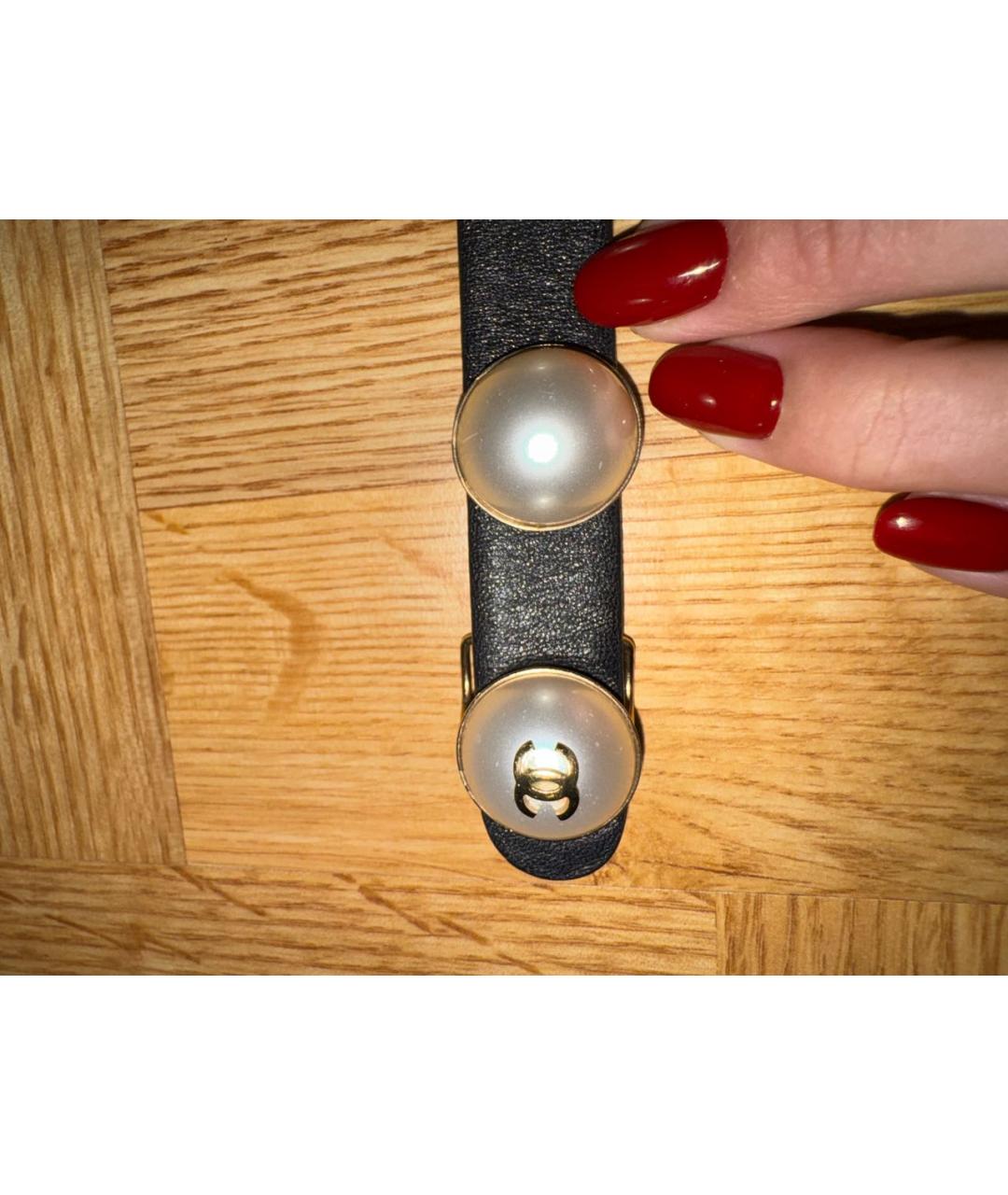 CHANEL Черный кожаный браслет, фото 6