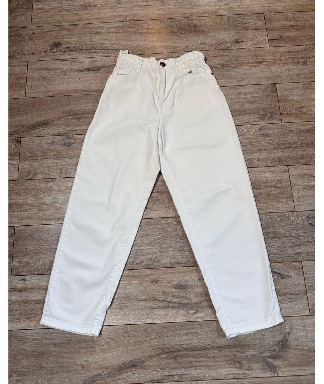 PINKO Белые хлопковые прямые джинсы, фото 8