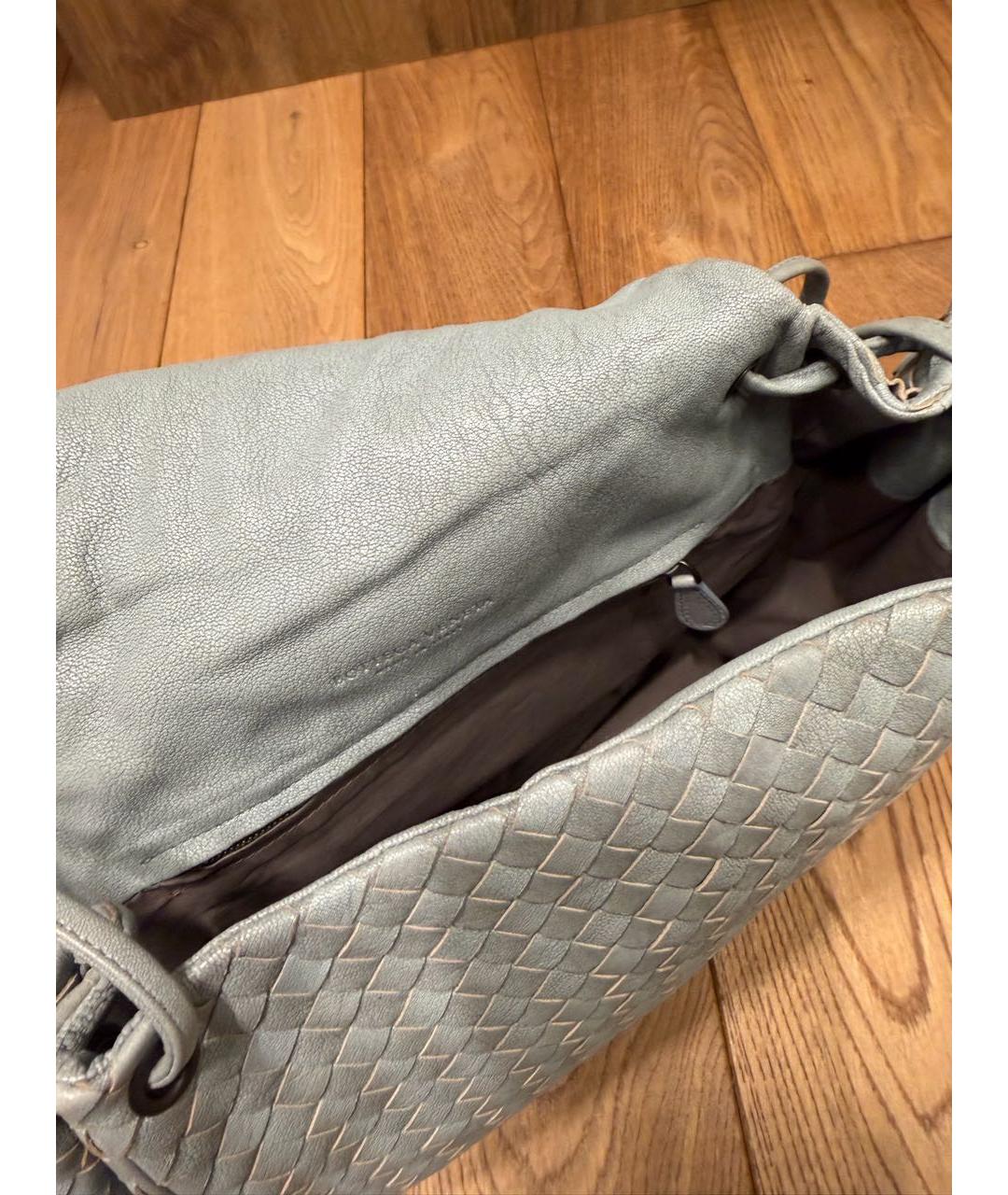 BOTTEGA VENETA Голубая кожаная сумка через плечо, фото 4