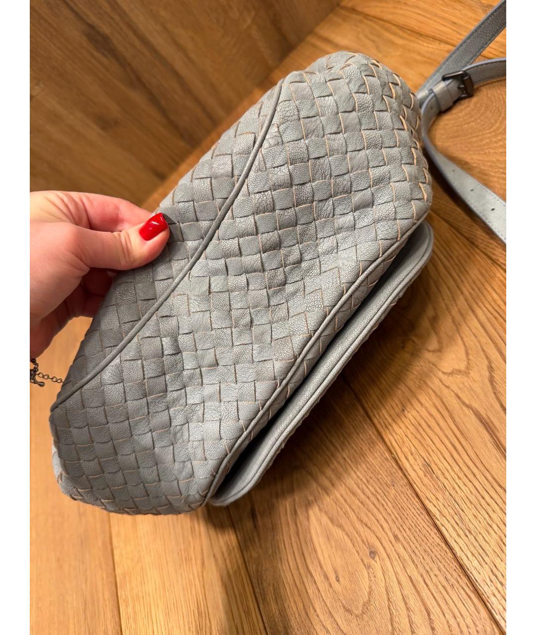 BOTTEGA VENETA Голубая кожаная сумка через плечо, фото 5