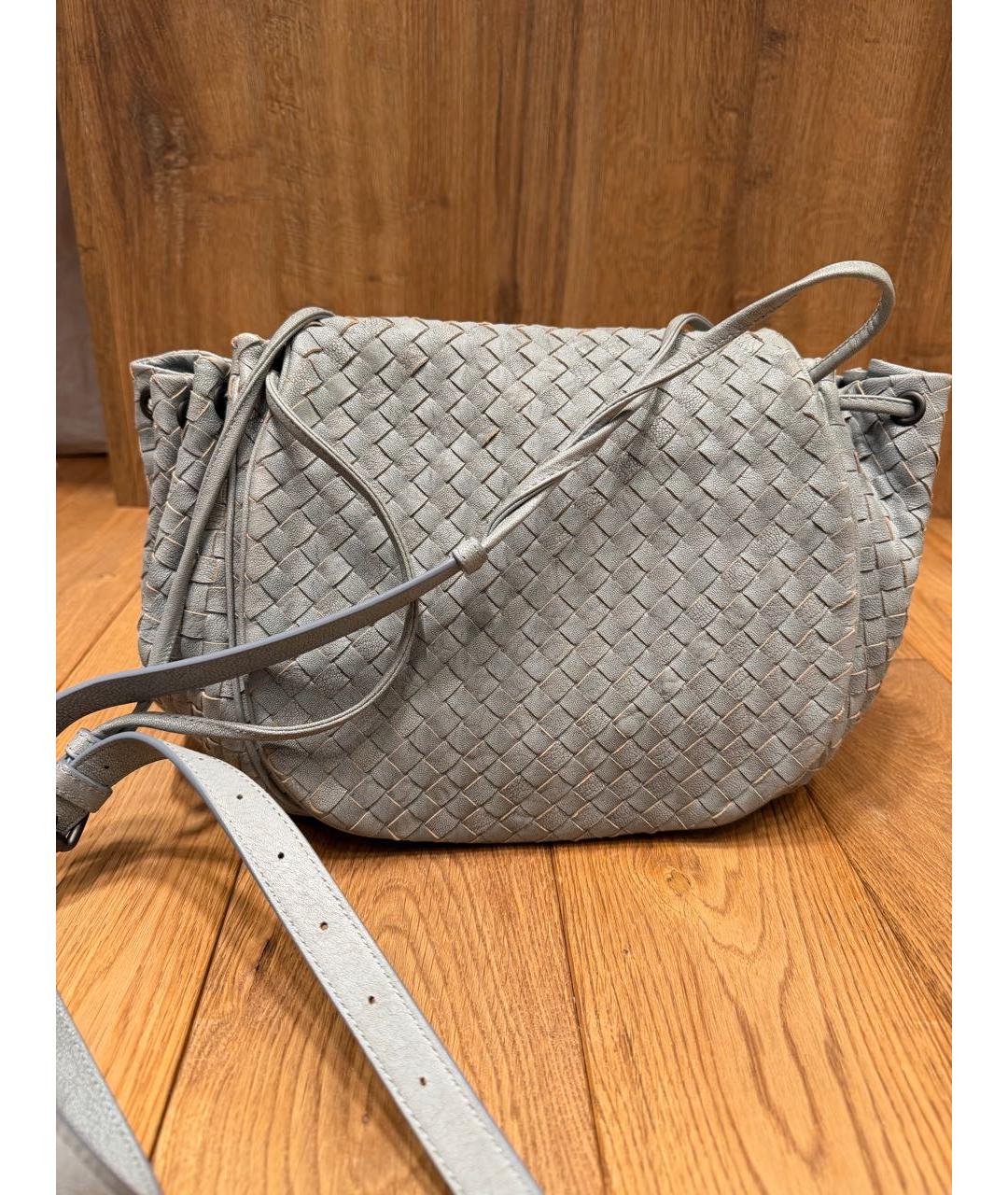 BOTTEGA VENETA Голубая кожаная сумка через плечо, фото 6