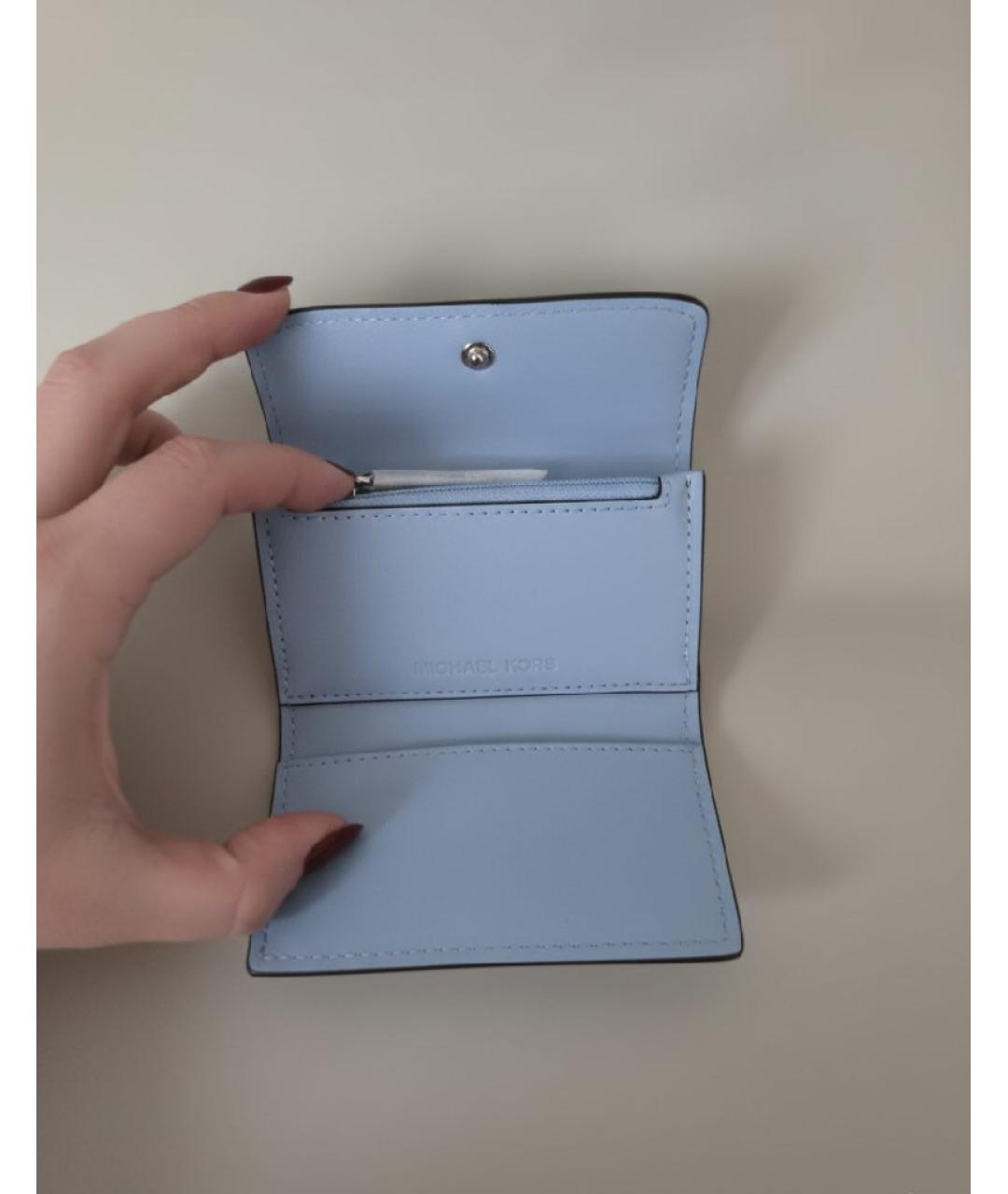 MICHAEL KORS Голубой кожаный кошелек, фото 5