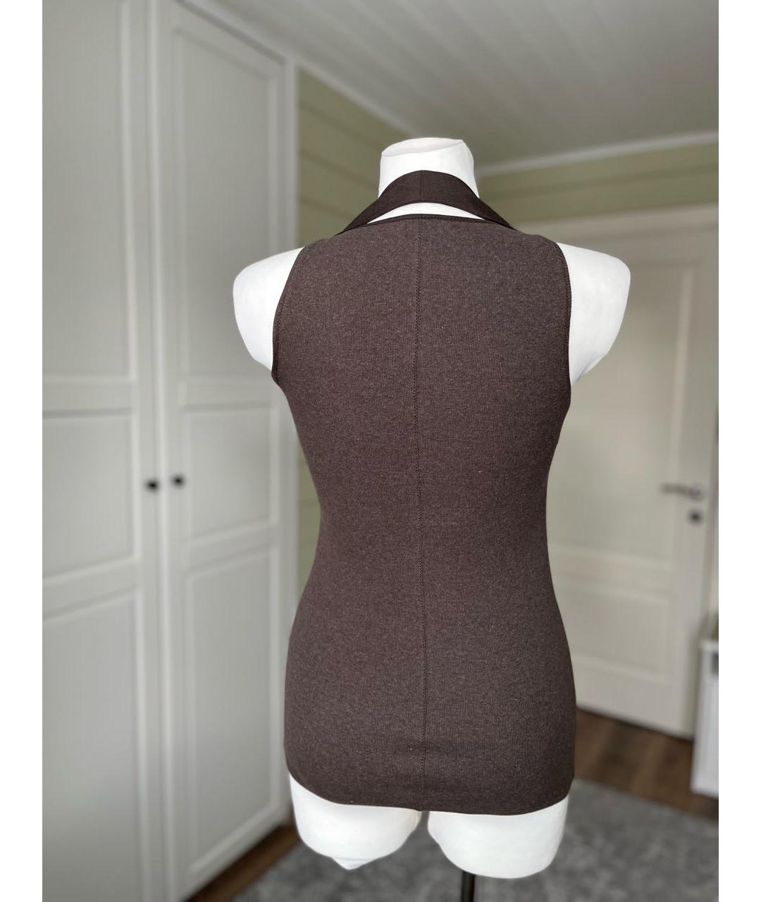 BRUNELLO CUCINELLI Коричневая хлопковая блузы, фото 4