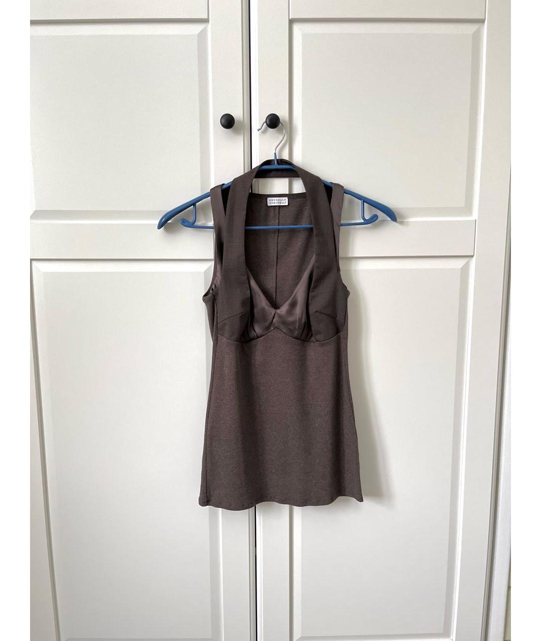 BRUNELLO CUCINELLI Коричневая хлопковая блузы, фото 6