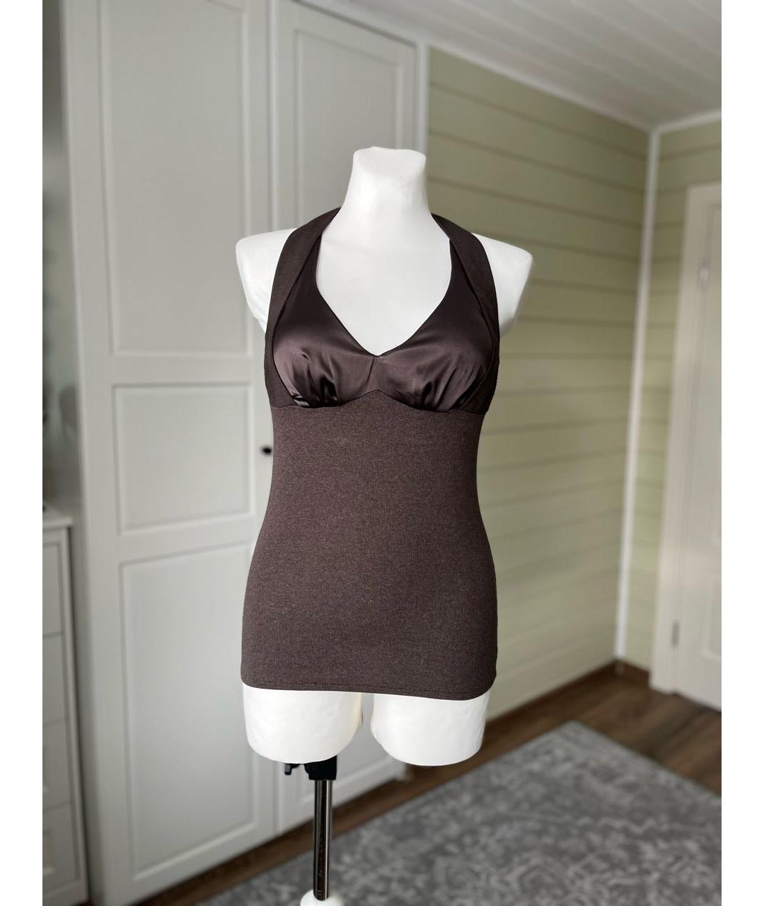 BRUNELLO CUCINELLI Коричневая хлопковая блузы, фото 9