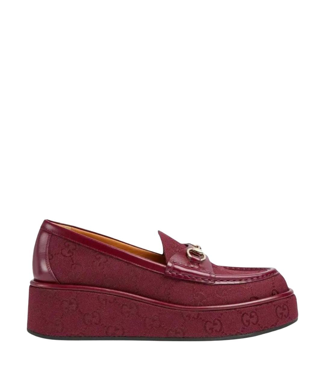 GUCCI Красные кожаные лоферы, фото 1