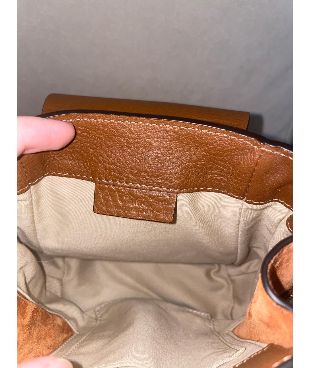 CHLOE Коричневый кожаный рюкзак, фото 4