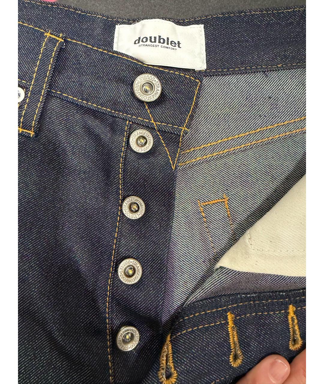 DOUBLET Темно-синие хлопковые прямые джинсы, фото 4