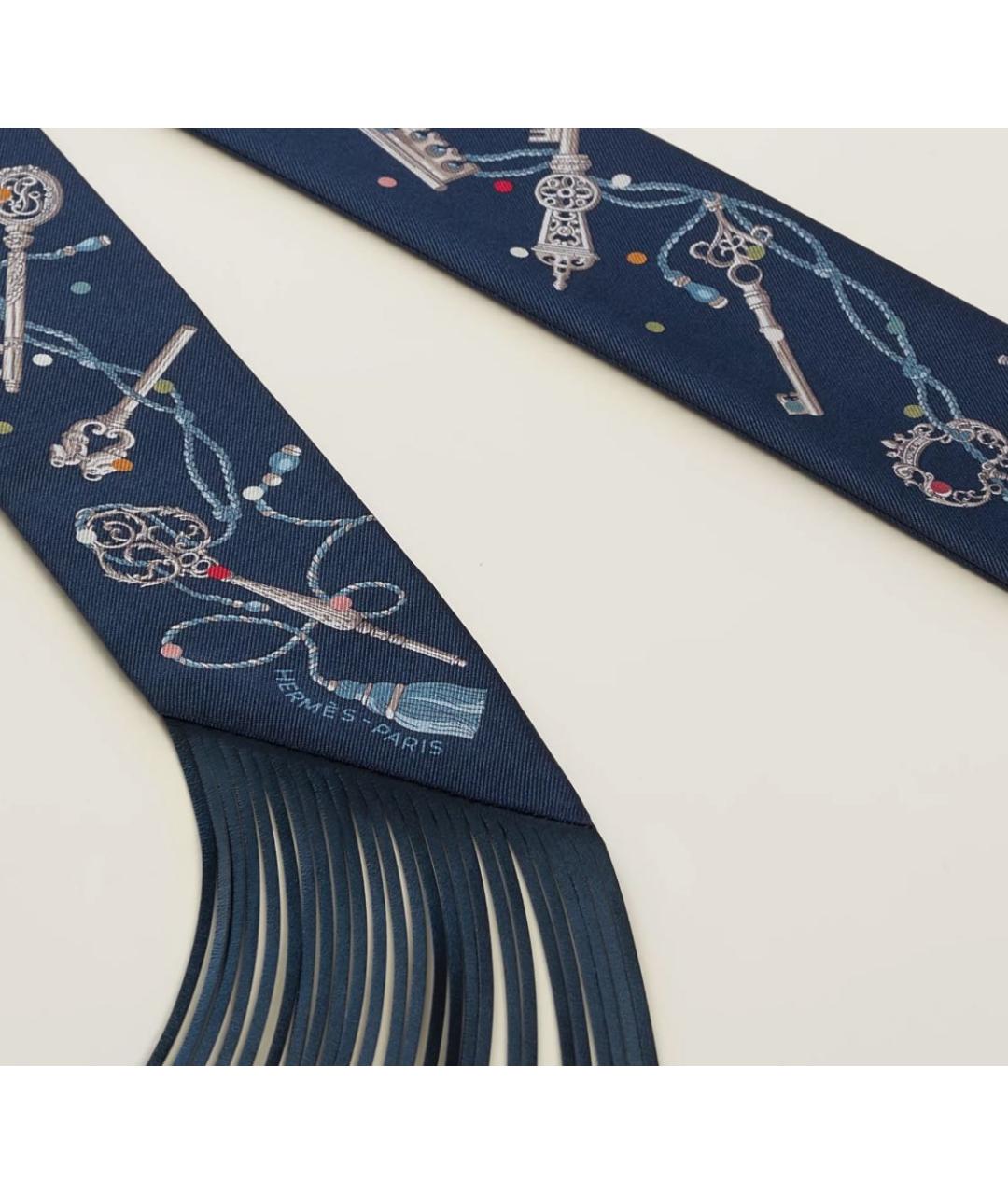 HERMES Синий шелковый платок, фото 3