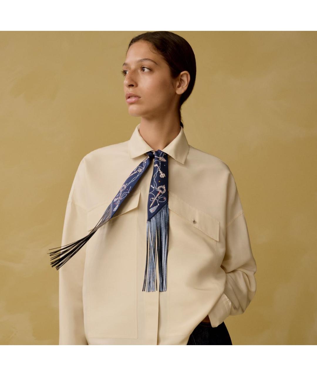 HERMES Синий шелковый платок, фото 2