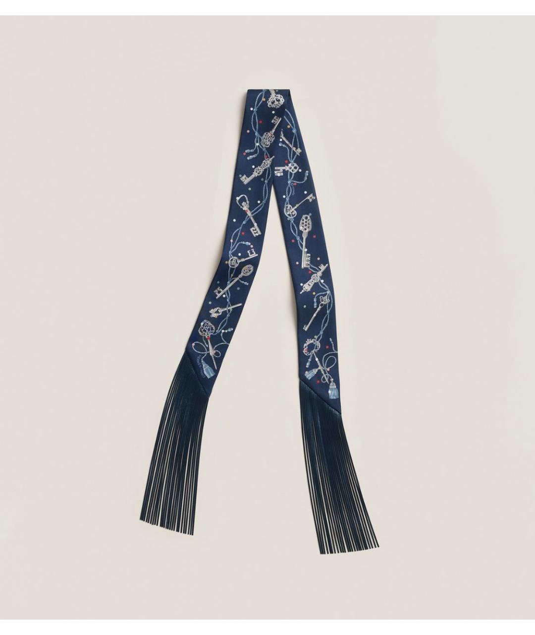 HERMES Синий шелковый платок, фото 6