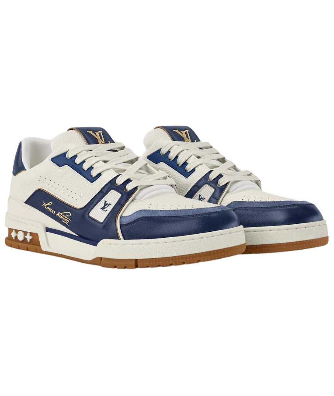 LOUIS VUITTON Синие кожаные низкие кроссовки / кеды, фото 3