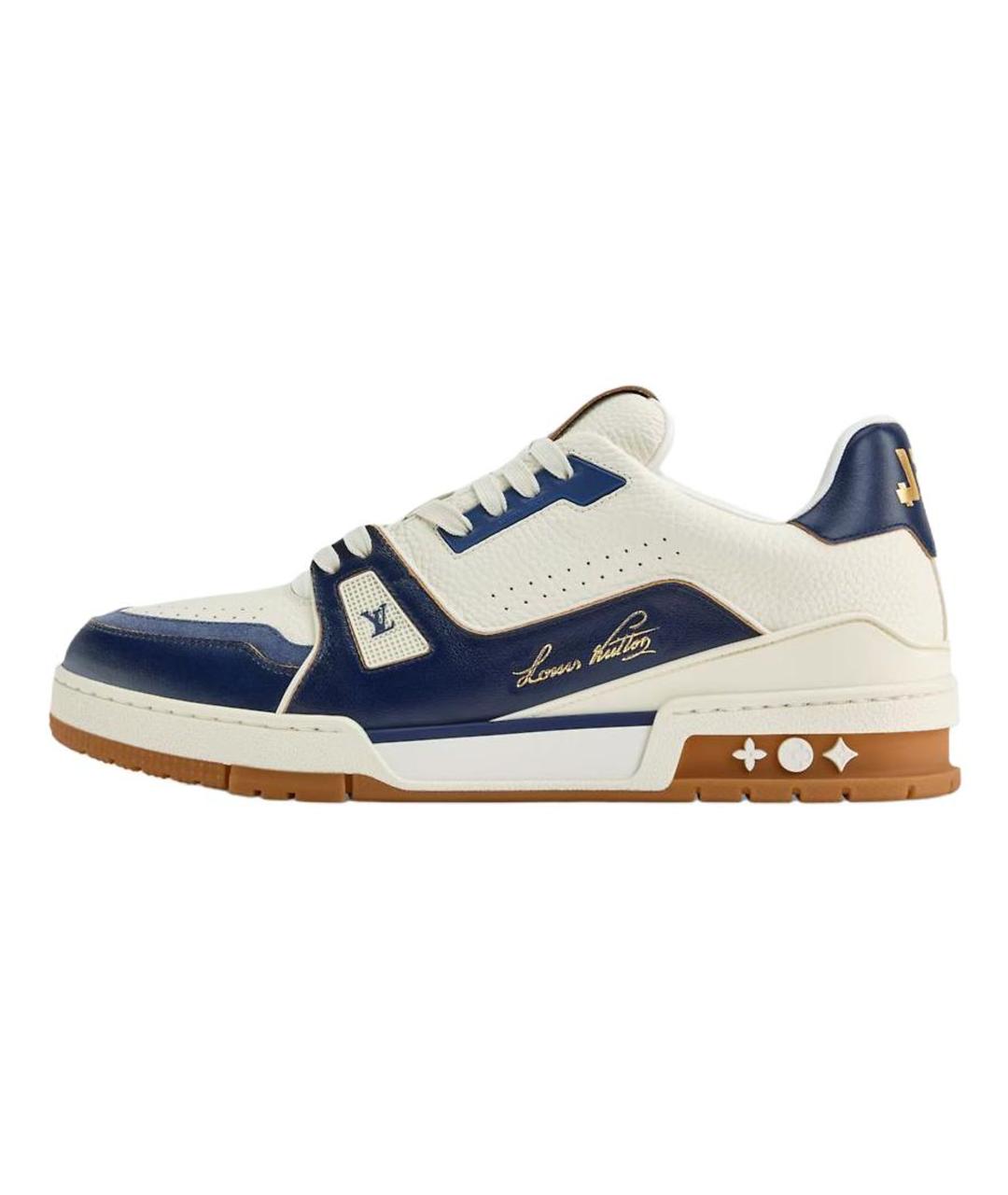 LOUIS VUITTON Синие кожаные низкие кроссовки / кеды, фото 2