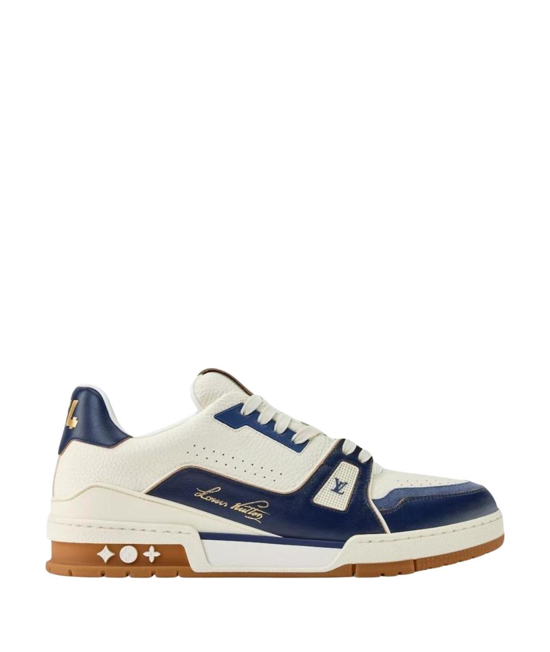 LOUIS VUITTON Синие кожаные низкие кроссовки / кеды, фото 1