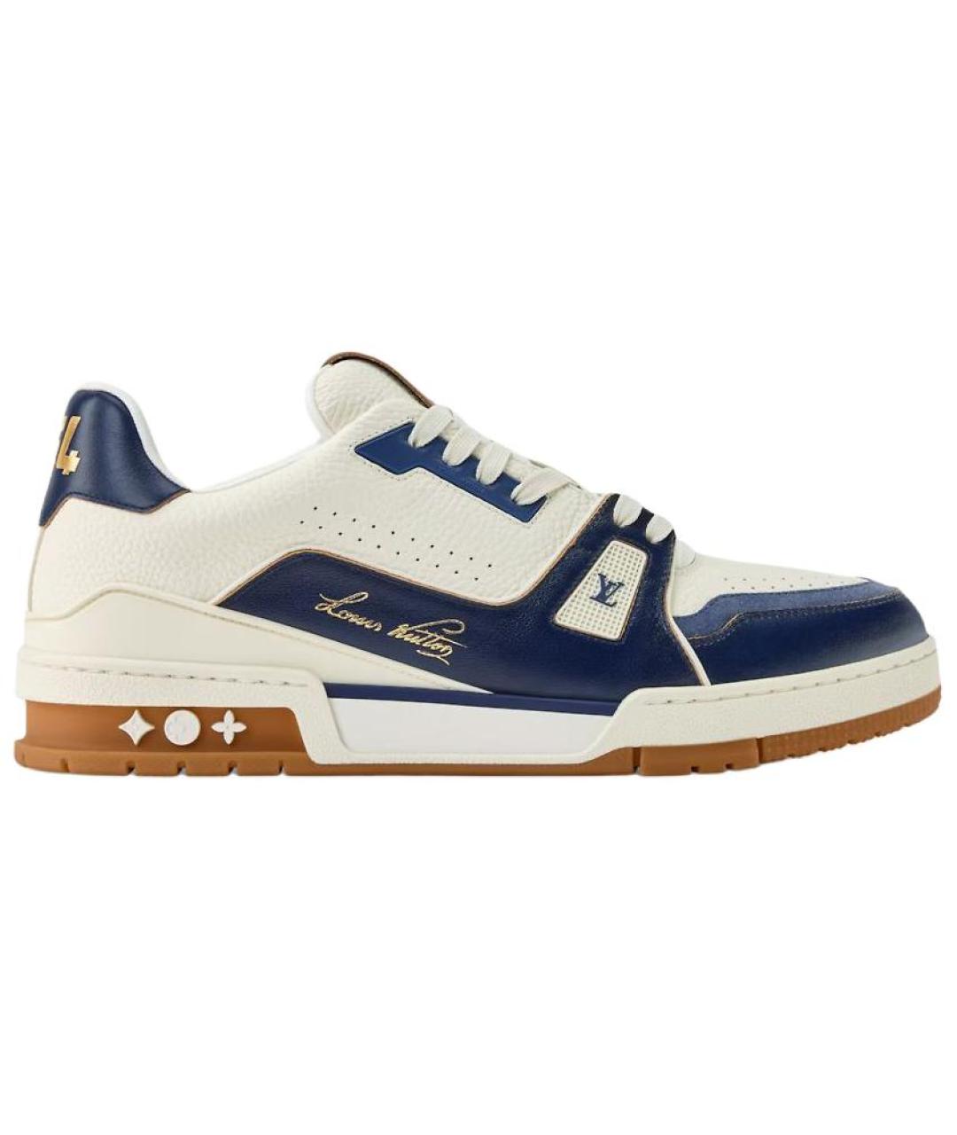 LOUIS VUITTON Синие кожаные низкие кроссовки / кеды, фото 6