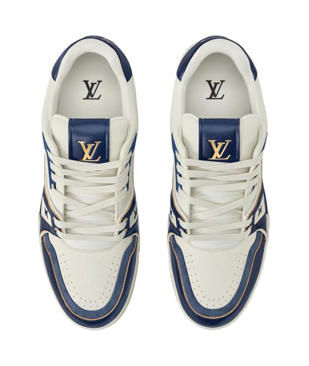 LOUIS VUITTON Синие кожаные низкие кроссовки / кеды, фото 4