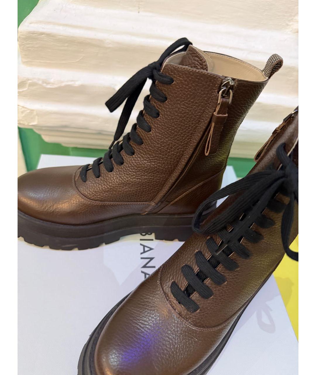 FABIANA FILIPPI Коричневые кожаные ботинки, фото 5