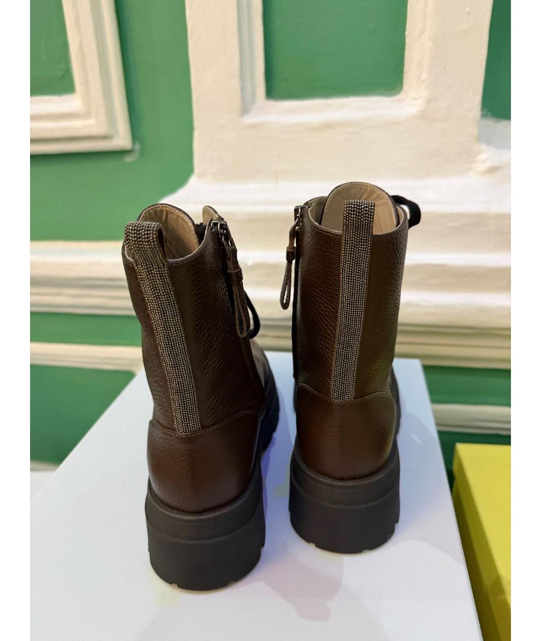 FABIANA FILIPPI Коричневые кожаные ботинки, фото 3