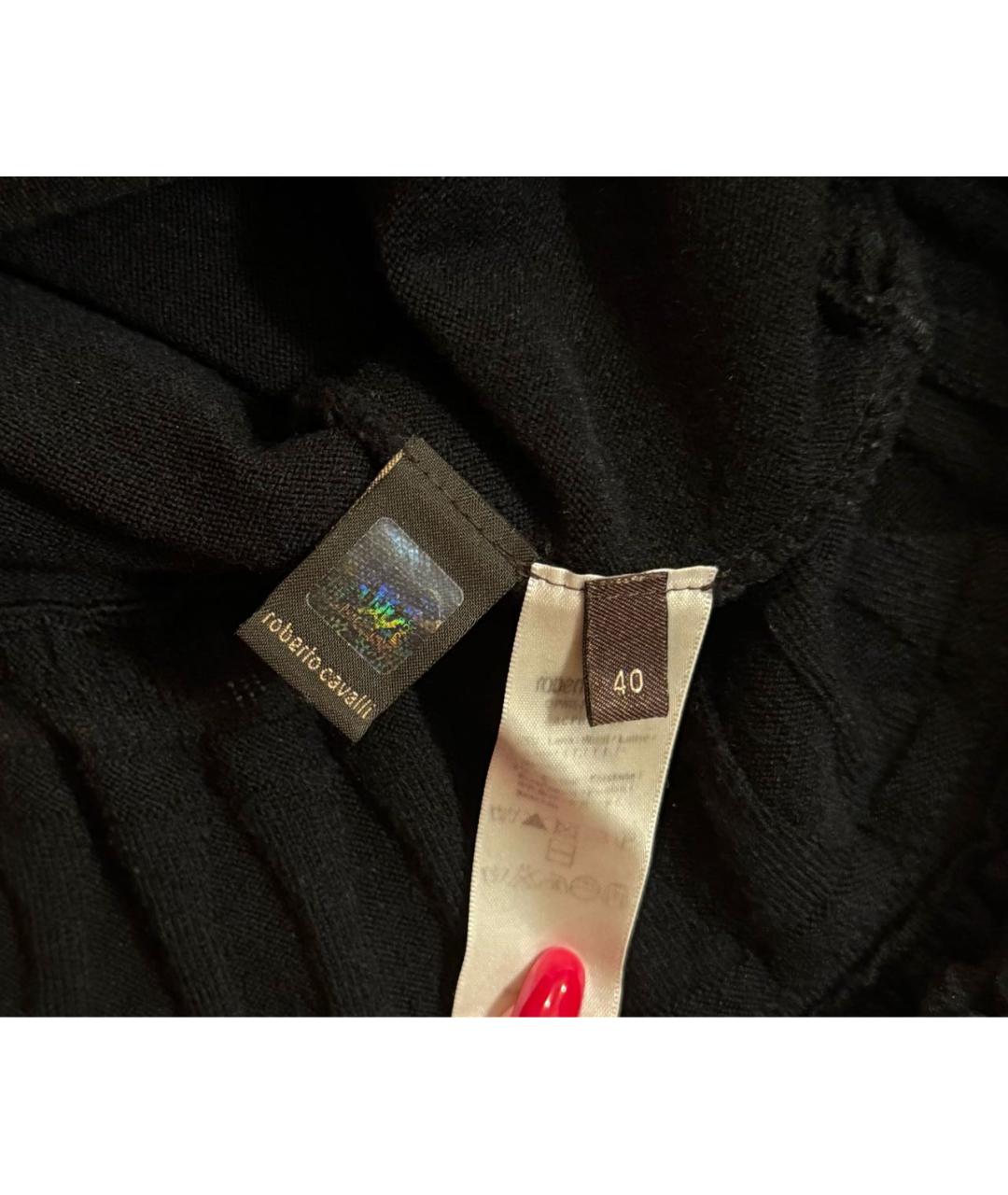 ROBERTO CAVALLI Черное шерстяное повседневное платье, фото 4