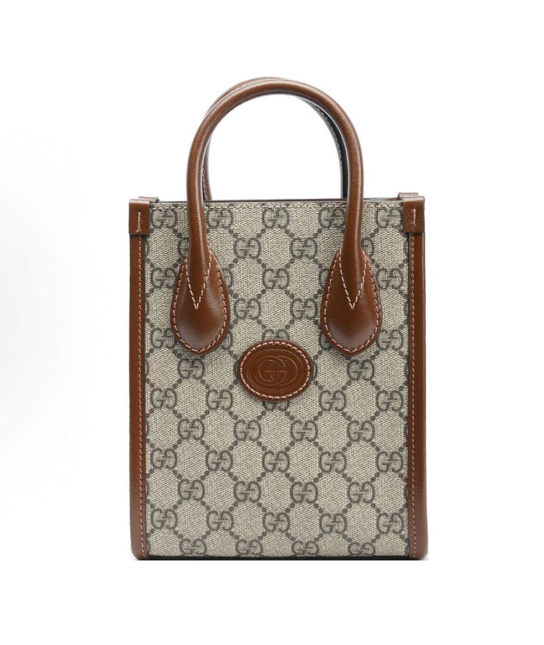 GUCCI Коричневая кожаная сумка с короткими ручками, фото 6