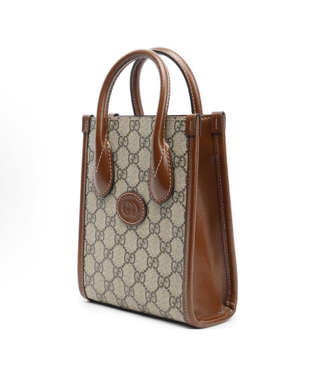 GUCCI Коричневая кожаная сумка с короткими ручками, фото 2