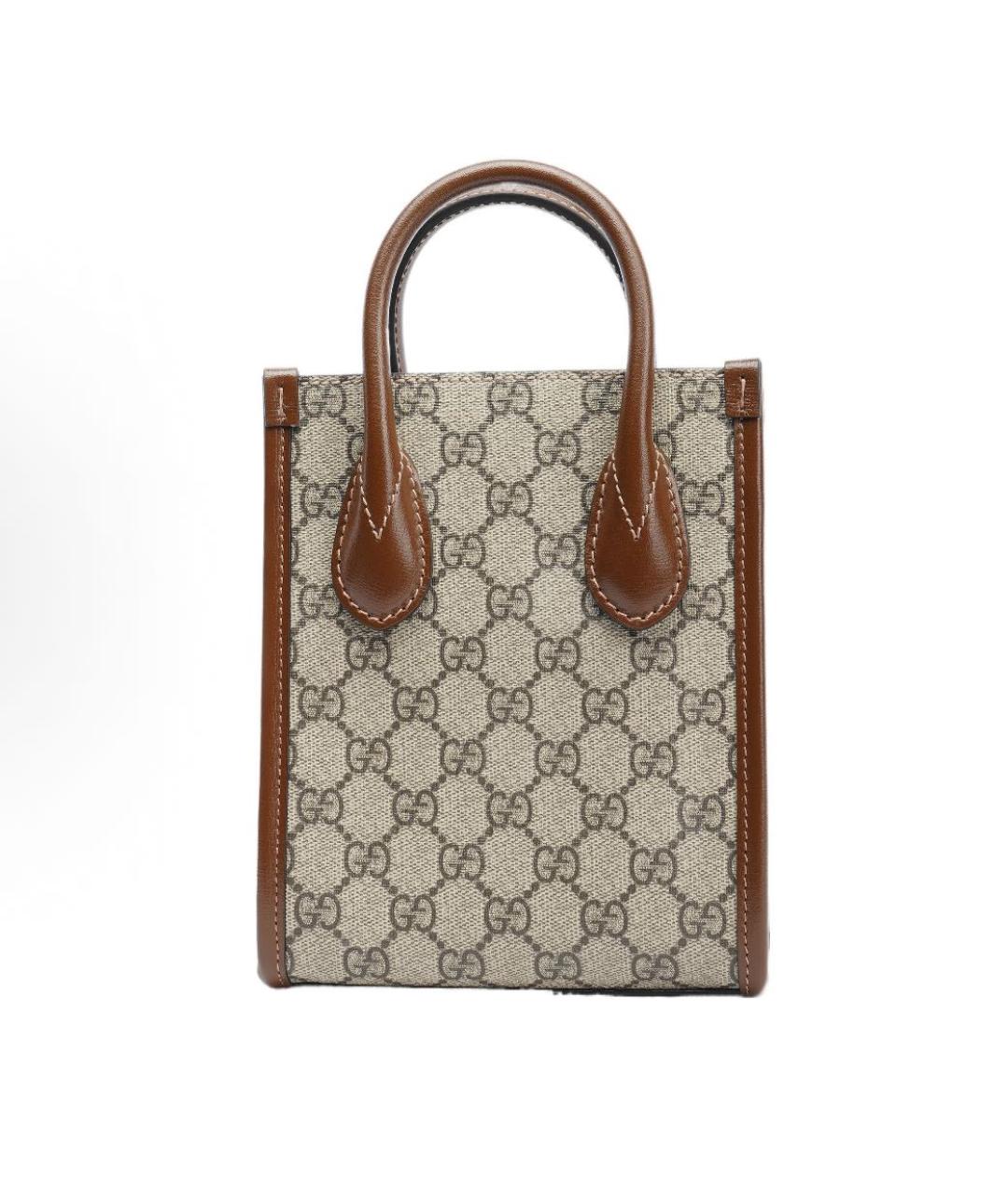 GUCCI Коричневая кожаная сумка с короткими ручками, фото 3