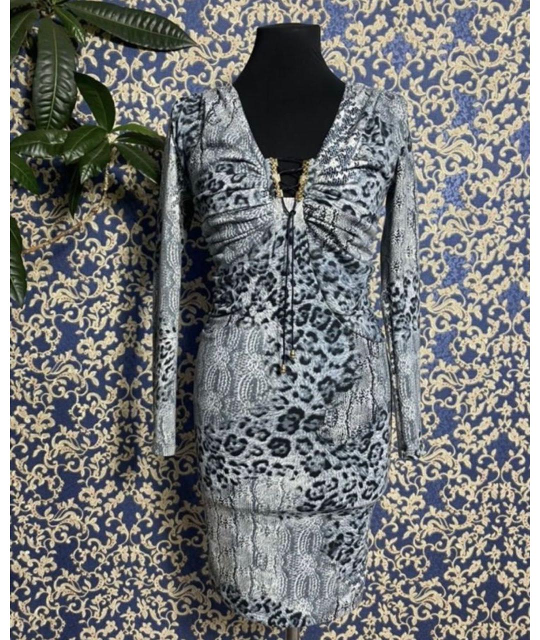 ROBERTO CAVALLI Голубое вискозное повседневное платье, фото 9