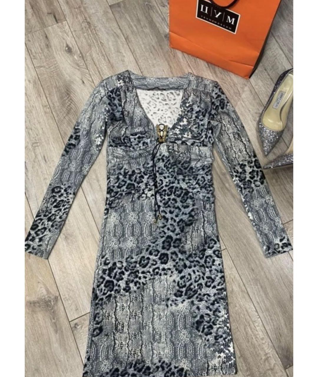 ROBERTO CAVALLI Голубое вискозное повседневное платье, фото 3