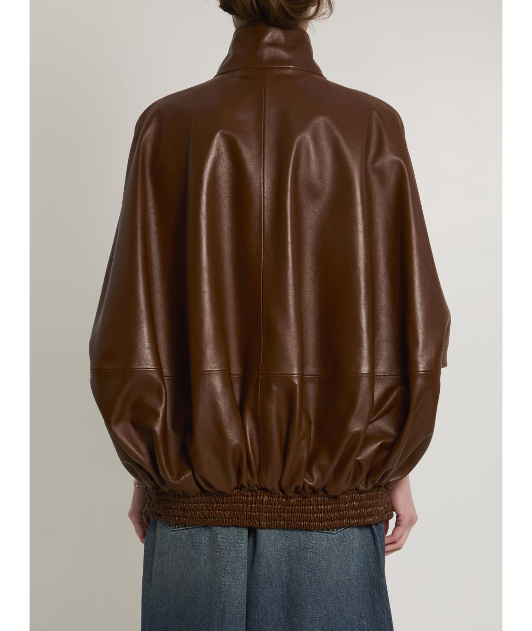 BALENCIAGA Коричневая кожаная куртка, фото 2