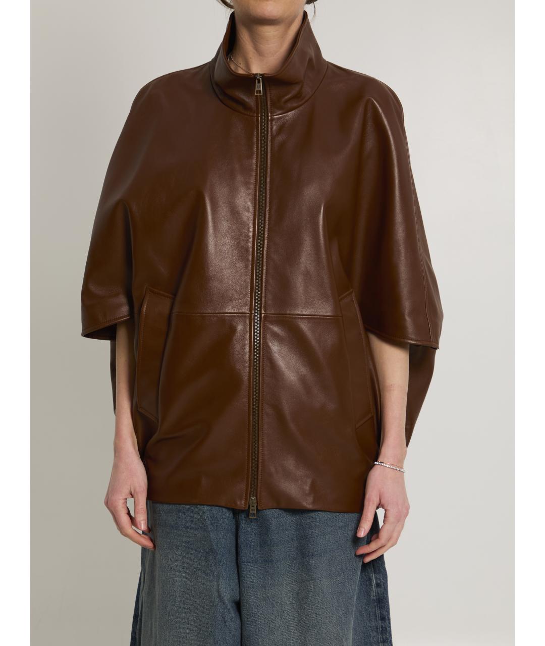 BALENCIAGA Коричневая кожаная куртка, фото 3