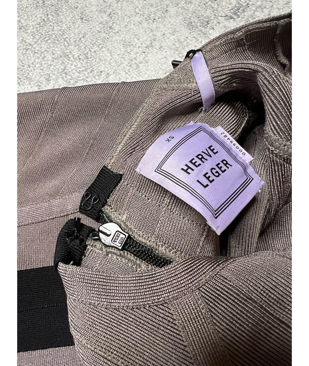 HERVE LEGER Серое вискозное вечернее платье, фото 8