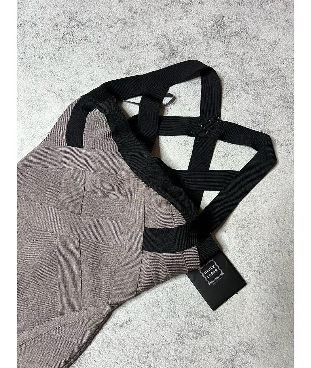 HERVE LEGER Серое вискозное вечернее платье, фото 3