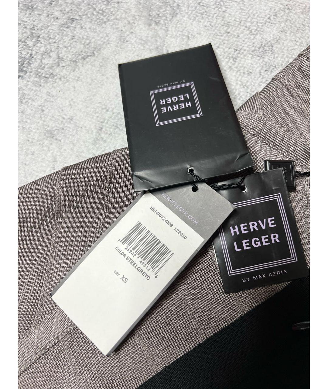 HERVE LEGER Серое вискозное вечернее платье, фото 7