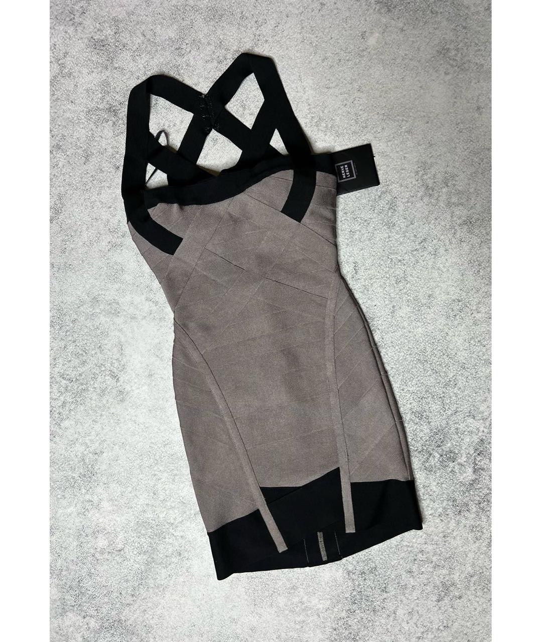 HERVE LEGER Серое вискозное вечернее платье, фото 9