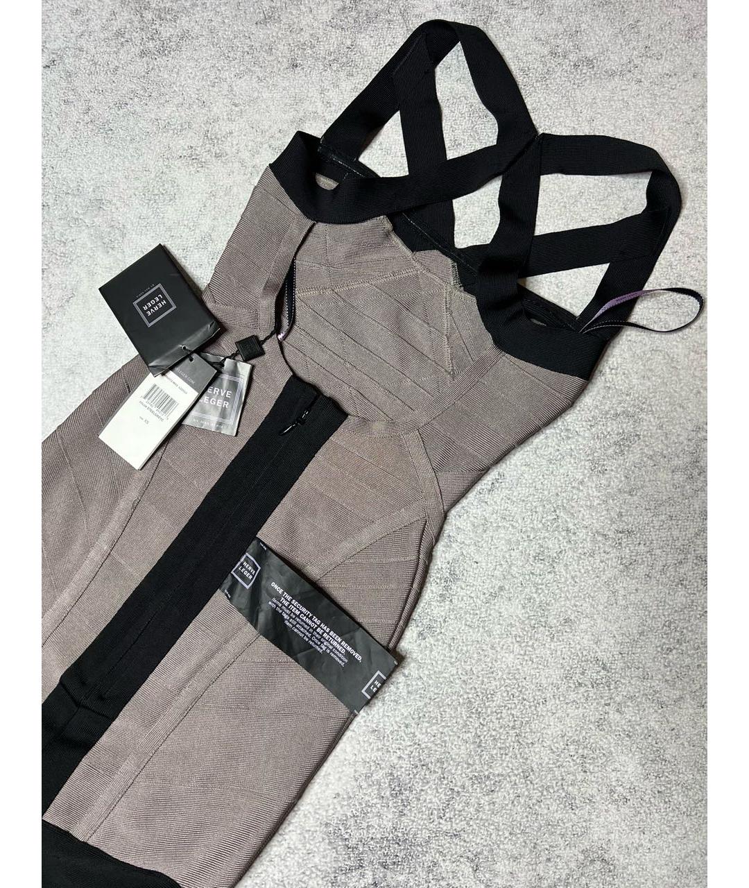 HERVE LEGER Серое вискозное вечернее платье, фото 5