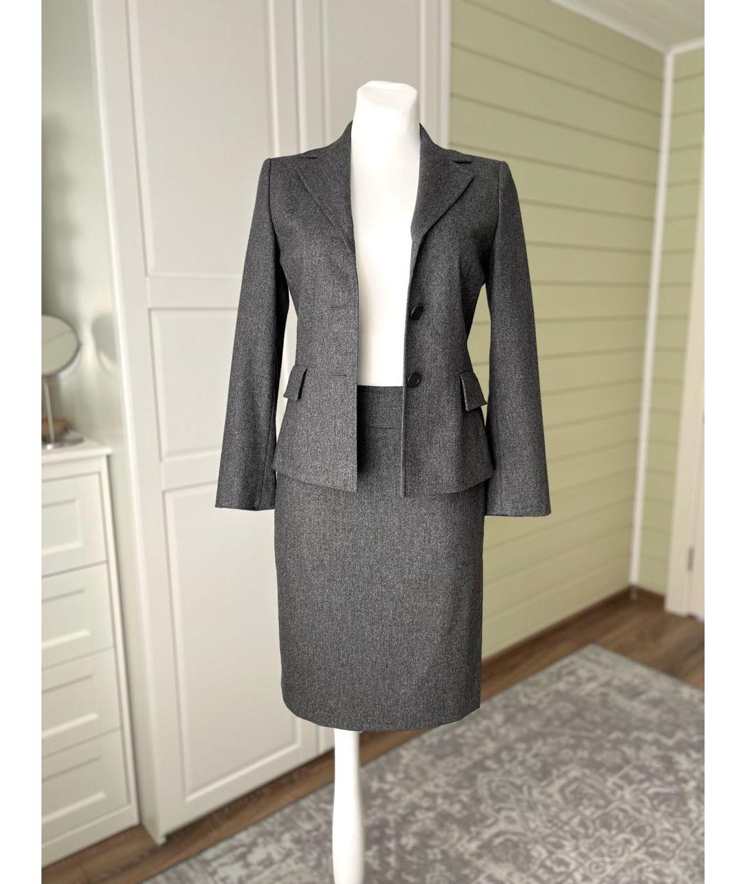 HUGO BOSS Антрацитовый шерстяной костюм с юбками, фото 8