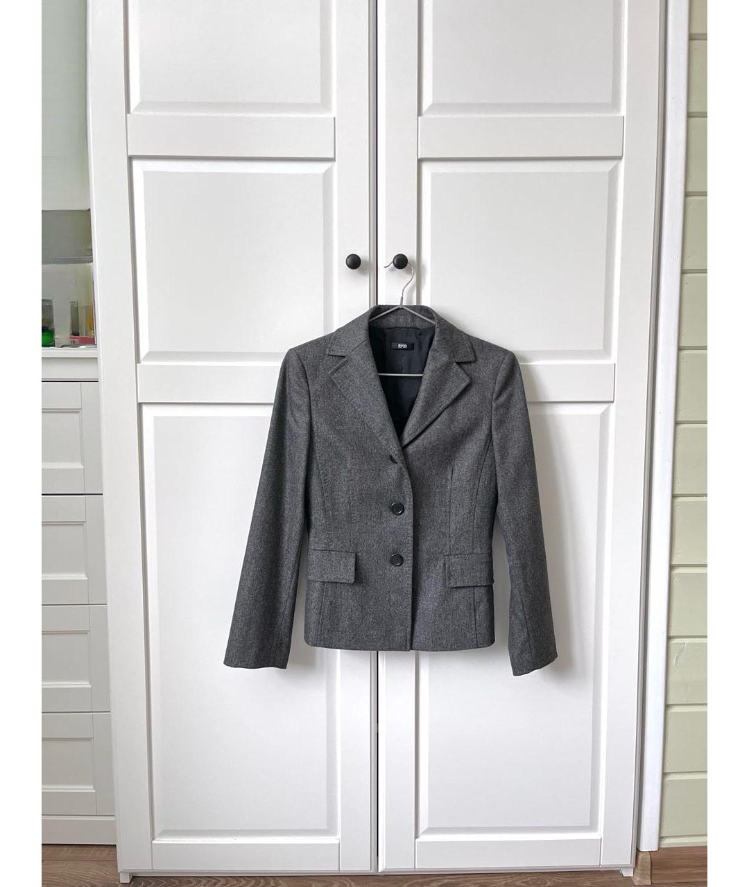 HUGO BOSS Антрацитовый шерстяной костюм с юбками, фото 2