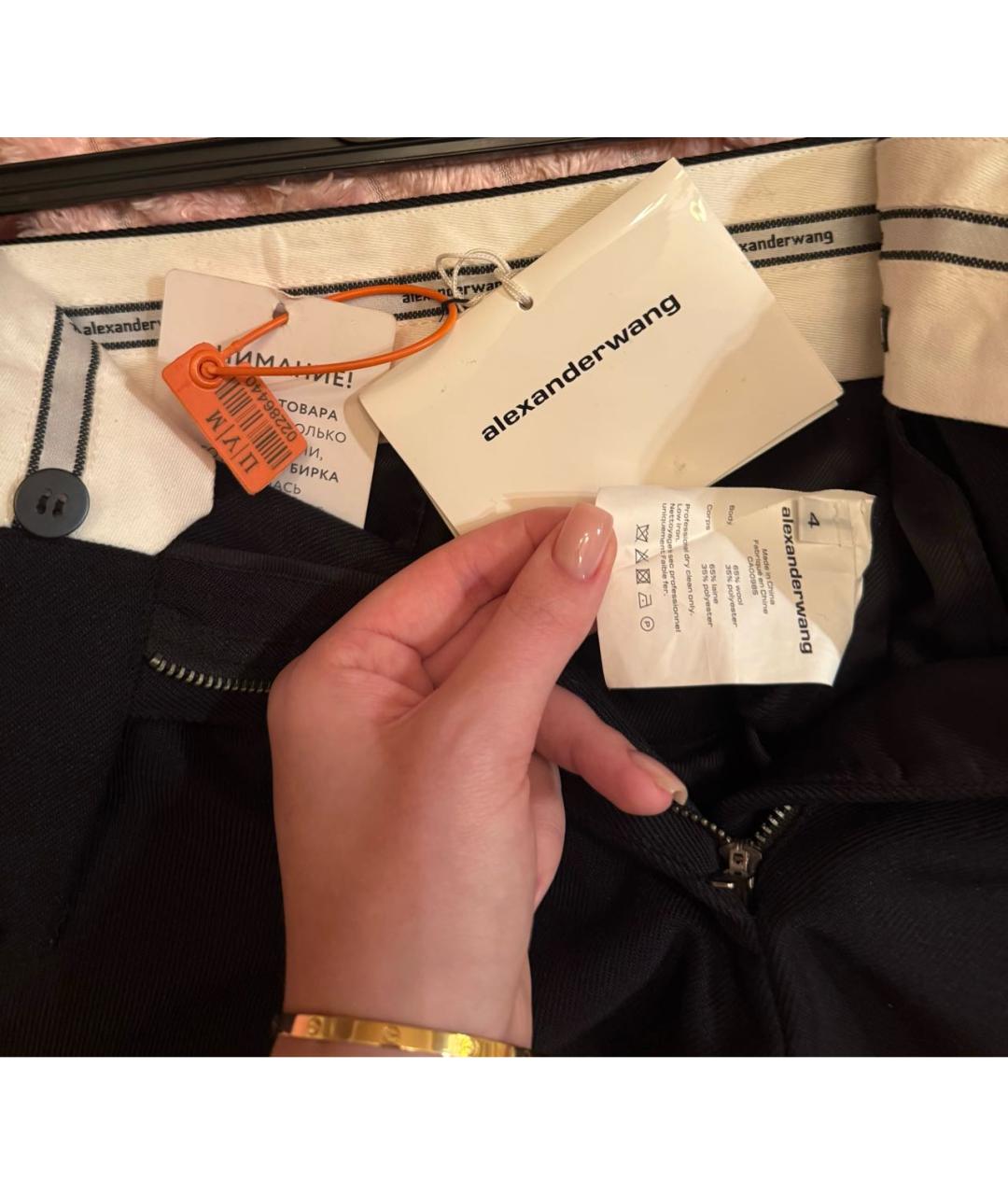 ALEXANDER WANG Черные шерстяные прямые брюки, фото 3