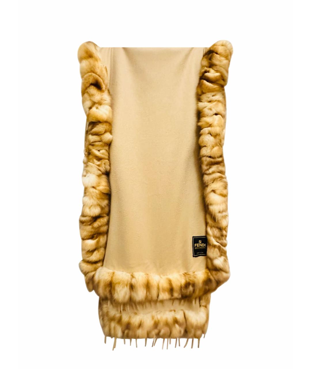 FENDI Бежевый кашемировый шарф, фото 1