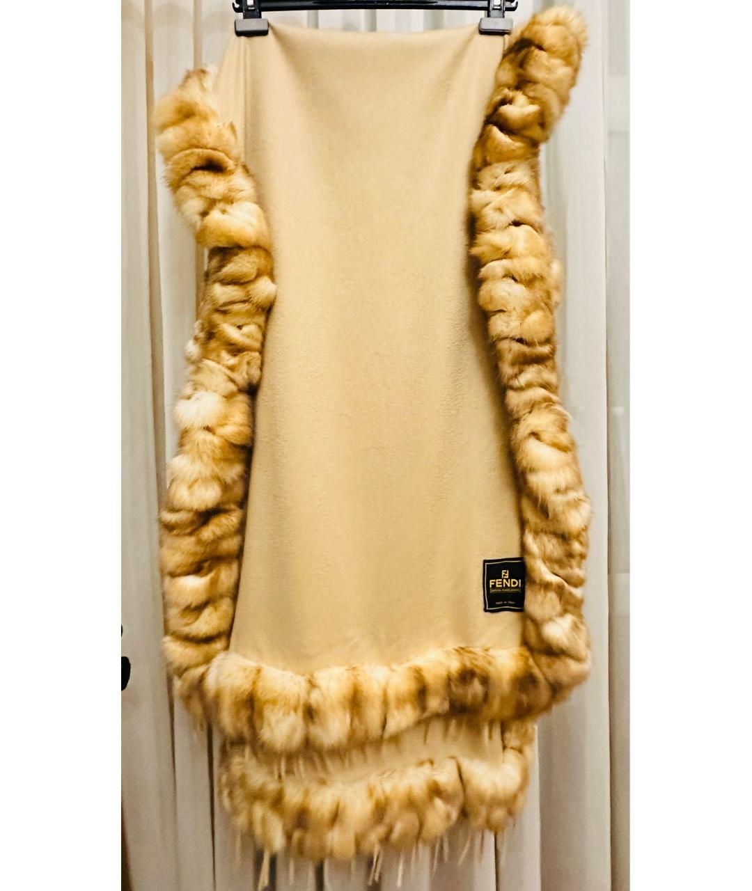 FENDI Бежевый кашемировый шарф, фото 8