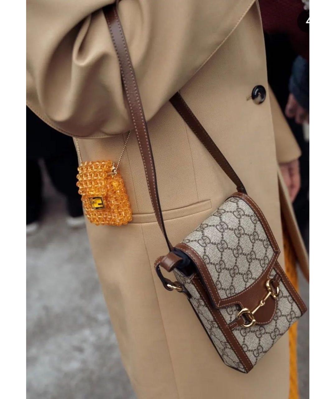 GUCCI Коричневая кожаная сумка через плечо, фото 2