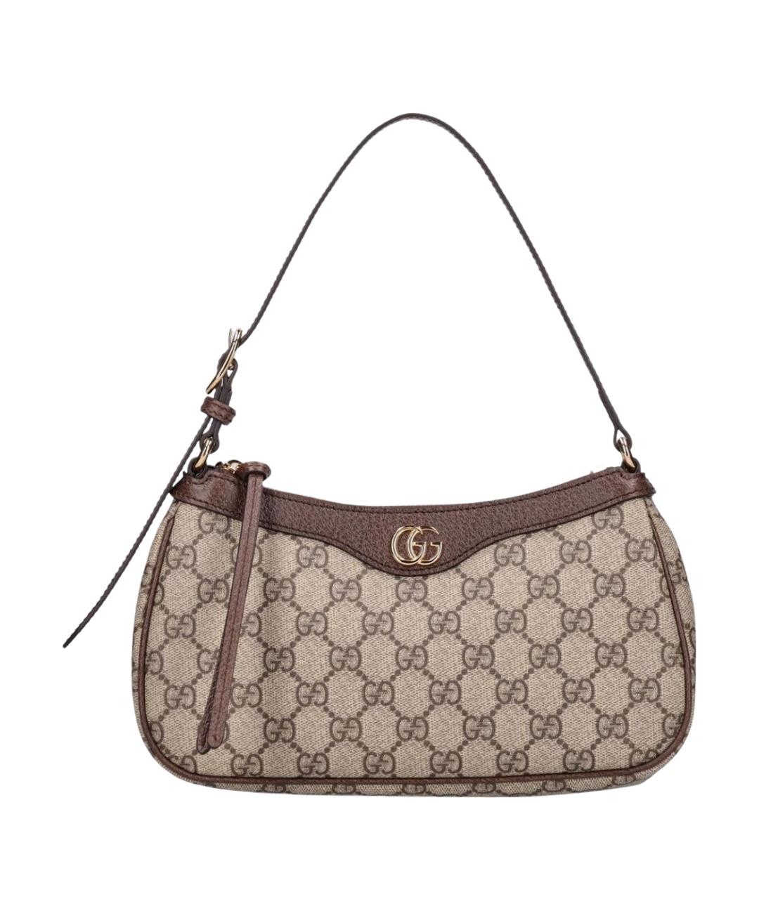 GUCCI Коричневая кожаная сумка с короткими ручками, фото 1