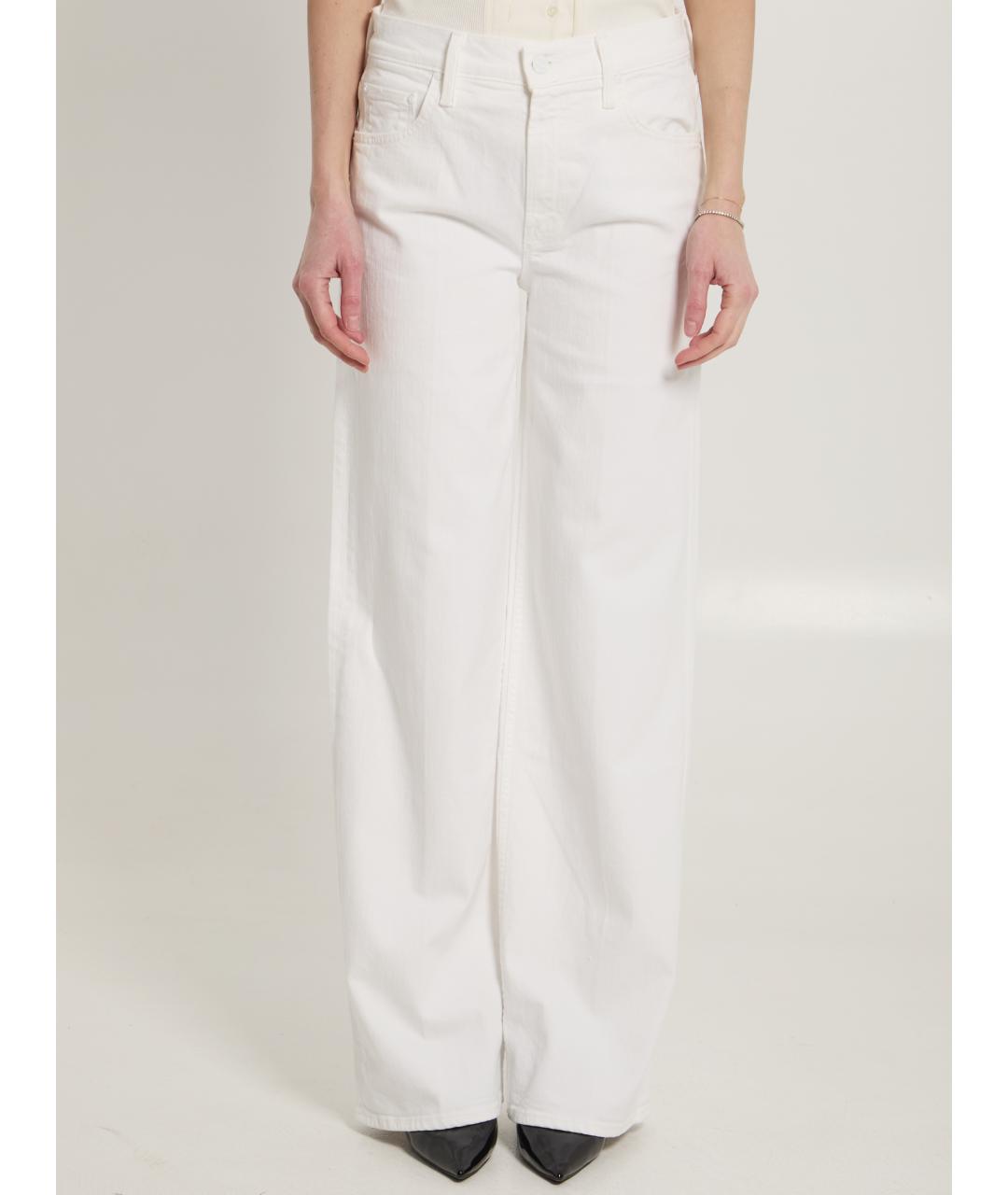 MOTHER Белые хлопковые прямые джинсы, фото 5