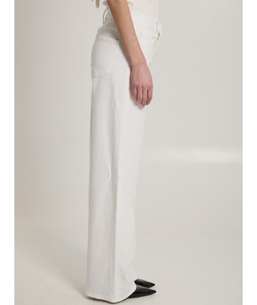 MOTHER Белые хлопковые прямые джинсы, фото 3