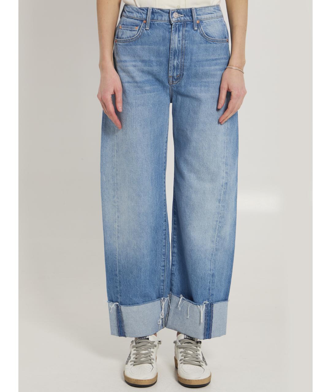 MOTHER Голубые хлопковые прямые джинсы, фото 5