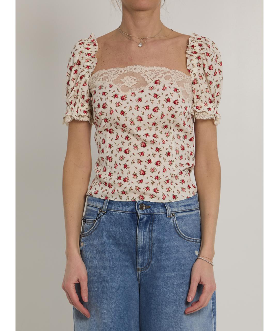 DOLCE&GABBANA Белая шелковая футболка, фото 5