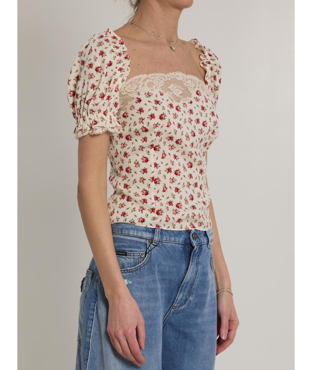 DOLCE&GABBANA Белая шелковая футболка, фото 2